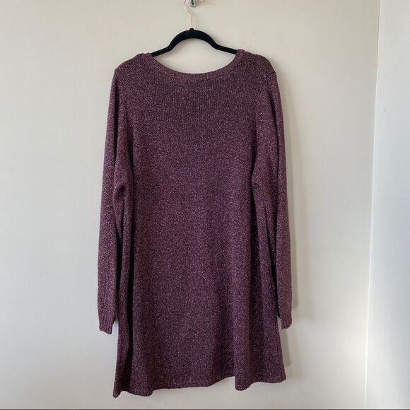 JuneRose Metallic Plum Side Zipper Tunic Sweater - Picture 5 of 12